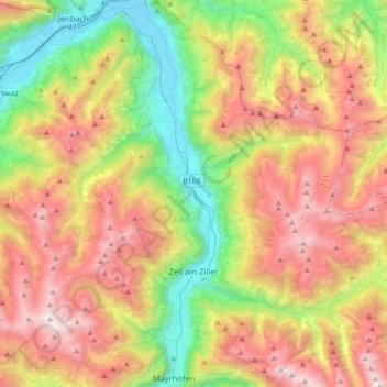 Zillertal topographic map, elevation, terrain