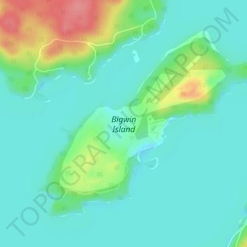 Bigwin Island topographic map, elevation, terrain