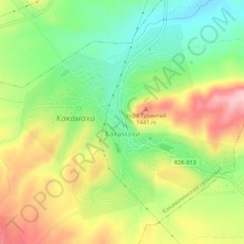 Какамахи topographic map, elevation, terrain