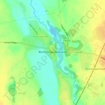 Железнодорожный topographic map, elevation, terrain