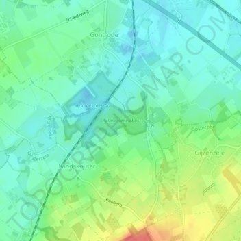 Aelmoeseneiebos topographic map, elevation, terrain