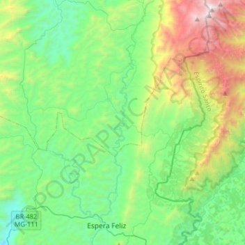 Rio Caparaó topographic map, elevation, terrain