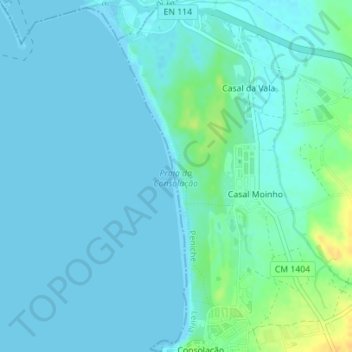 Praia da Consolação topographic map, elevation, terrain