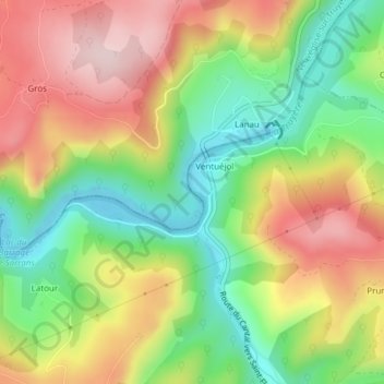 Truyère topographic map, elevation, terrain