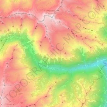 Val di Genova topographic map, elevation, terrain