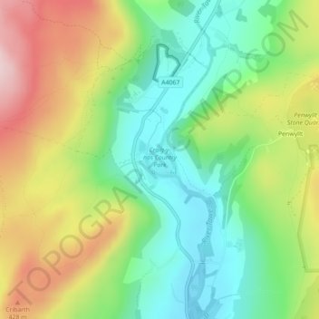 Craig-y-nos Country Park topographic map, elevation, terrain