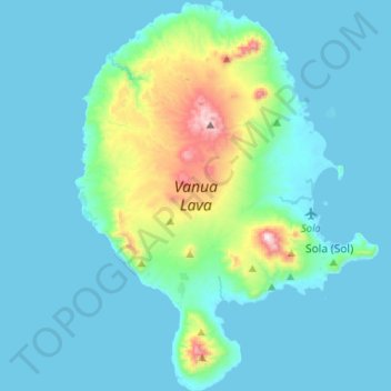 Vanua Lava topographic map, elevation, terrain