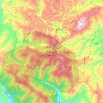 岑王老山国家级自然保护区 topographic map, elevation, terrain