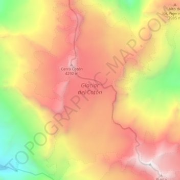 Glaciar del Cotón topographic map, elevation, terrain