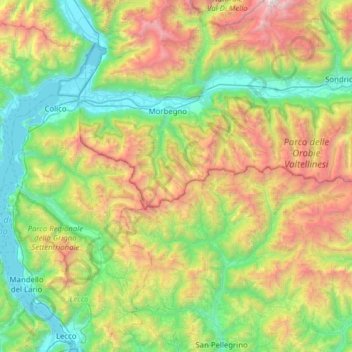 Alpi Orobie Occidentali topographic map, elevation, terrain