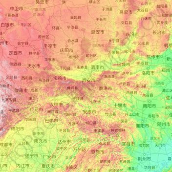 秦岭 topographic map, elevation, terrain