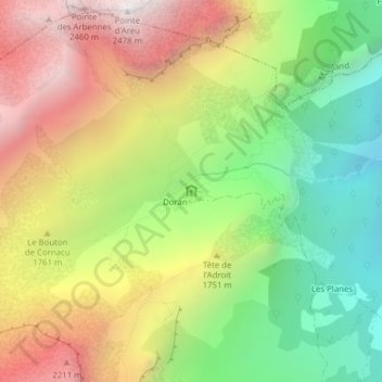 Refuge de Doran topographic map, elevation, terrain