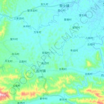 连州河 topographic map, elevation, terrain