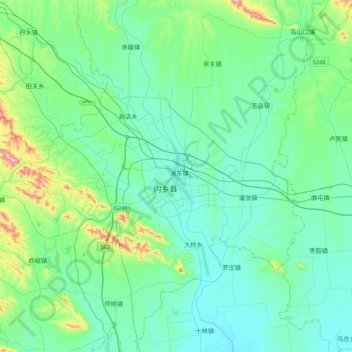 湍河 topographic map, elevation, terrain