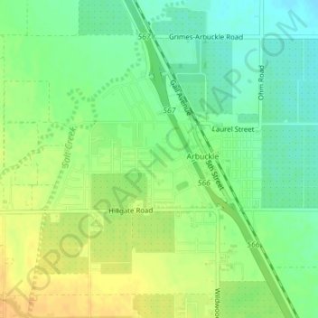 Arbuckle topographic map, elevation, terrain