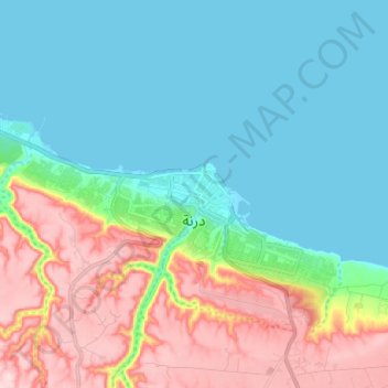 Darnah topographic map, elevation, terrain