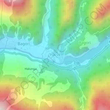 Harsil topographic map, elevation, terrain