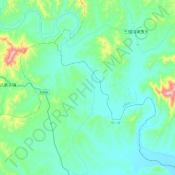 六股河 topographic map, elevation, terrain
