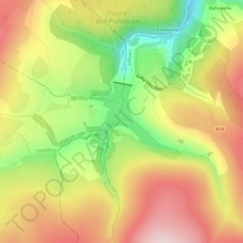 Sulby Reservoir topographic map, elevation, terrain