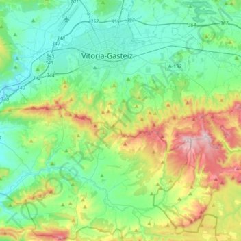 Cuadrilla de Vitoria topographic map, elevation, terrain