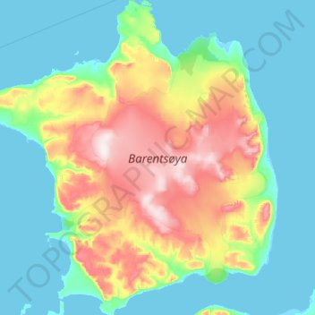 Barents Island topographic map, elevation, terrain