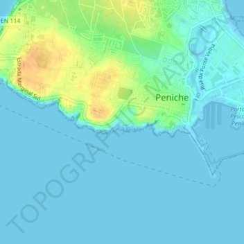 Praia do Porto de Areia Sul topographic map, elevation, terrain