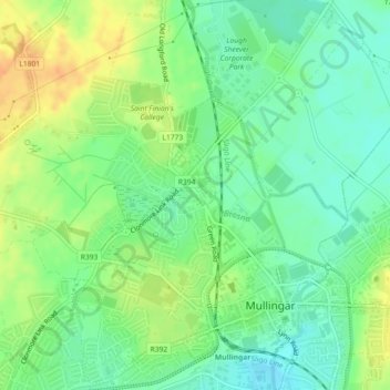 River Brosna topographic map, elevation, terrain