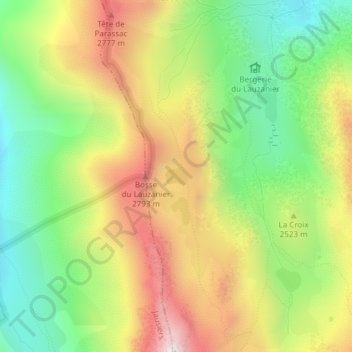 Lacs des Hommes topographic map, elevation, terrain