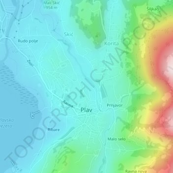 Plav topographic map, elevation, terrain