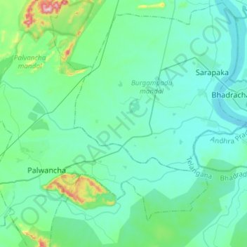 Kinnerasani River topographic map, elevation, terrain