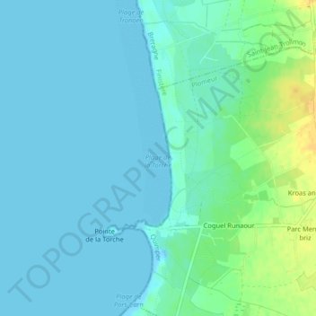 Plage de la Torche topographic map, elevation, terrain