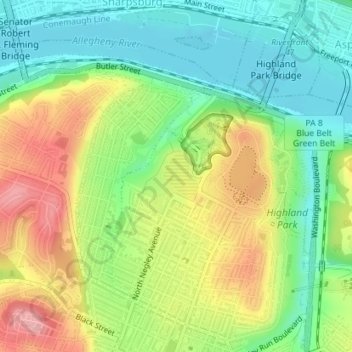 Highland Park Reservoir No. 2 topographic map, elevation, terrain
