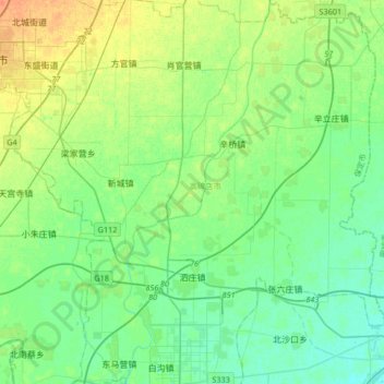 白沟河 topographic map, elevation, terrain
