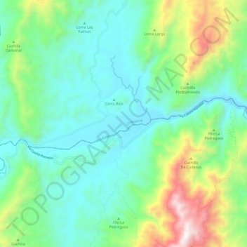 Río Saldaña topographic map, elevation, terrain