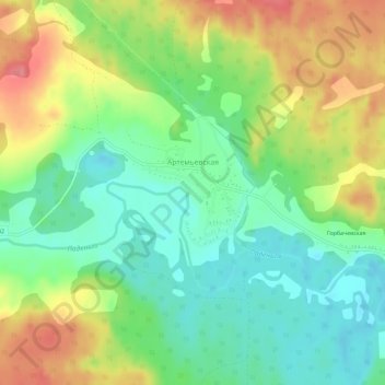 Artem'yevskaya topographic map, elevation, terrain