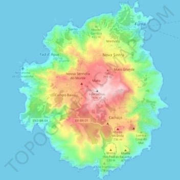 Brava topographic map, elevation, terrain