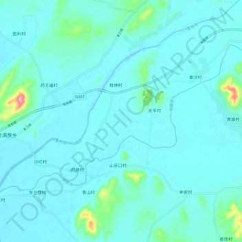 岚崮河 topographic map, elevation, terrain