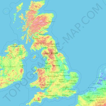 Topographic Map Of England Great Britain Topographic Map, Elevation, Relief