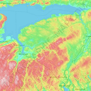 Hants County Nova Scotia Map Hants County Topographic Map, Elevation, Relief