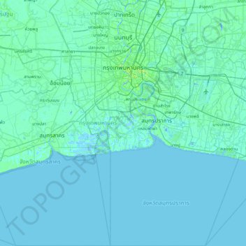Bangkok topographic map, elevation, relief