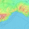 Liguria topographic map, elevation, relief