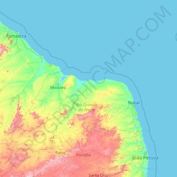 Rio Grande Do Norte Topographic Map Elevation Relief