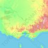 Victoria topographic map, elevation, relief